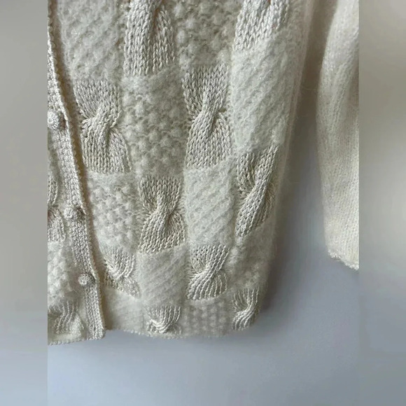 Vintage angora wool cardigan grandmacore patches sweater - Picture 10 of 14